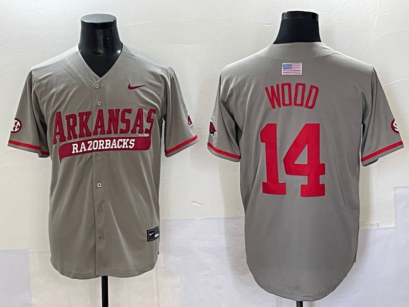 Men 2025 Alabama Crimson Tide #14 Wood Grey Nike Joint Name Nike NCAA Jersey style 1
